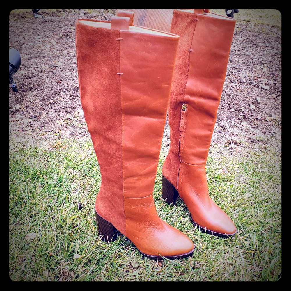 Zara Leather Block heel boots
